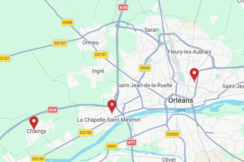 Carte des emplacements du camion MyPizzaTruck autour d'Orléans
