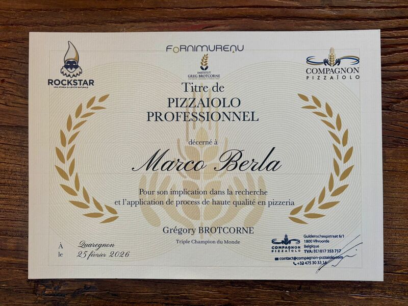 diplome de pizzaiolo de Marc Berla